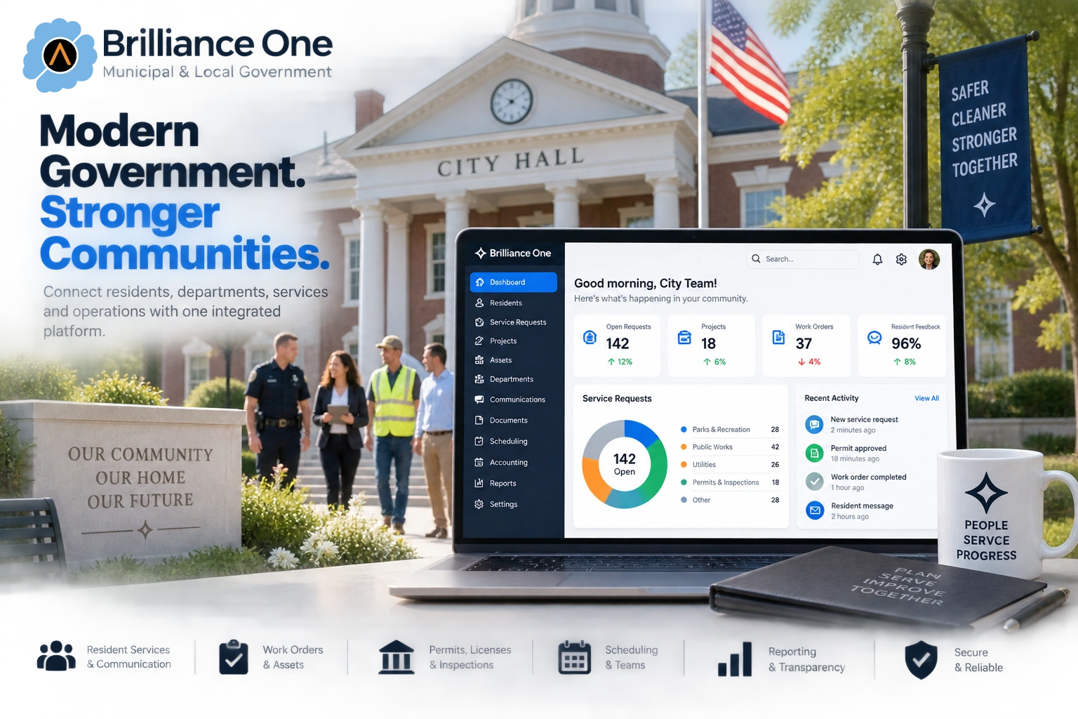 Brilliance One municipal management platform for resident services work orders projects and public communication